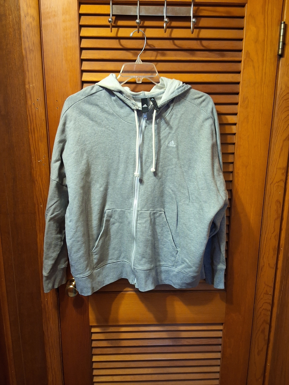 Adidas Men’s Light Gray Full-Zip Hoodie Sweater